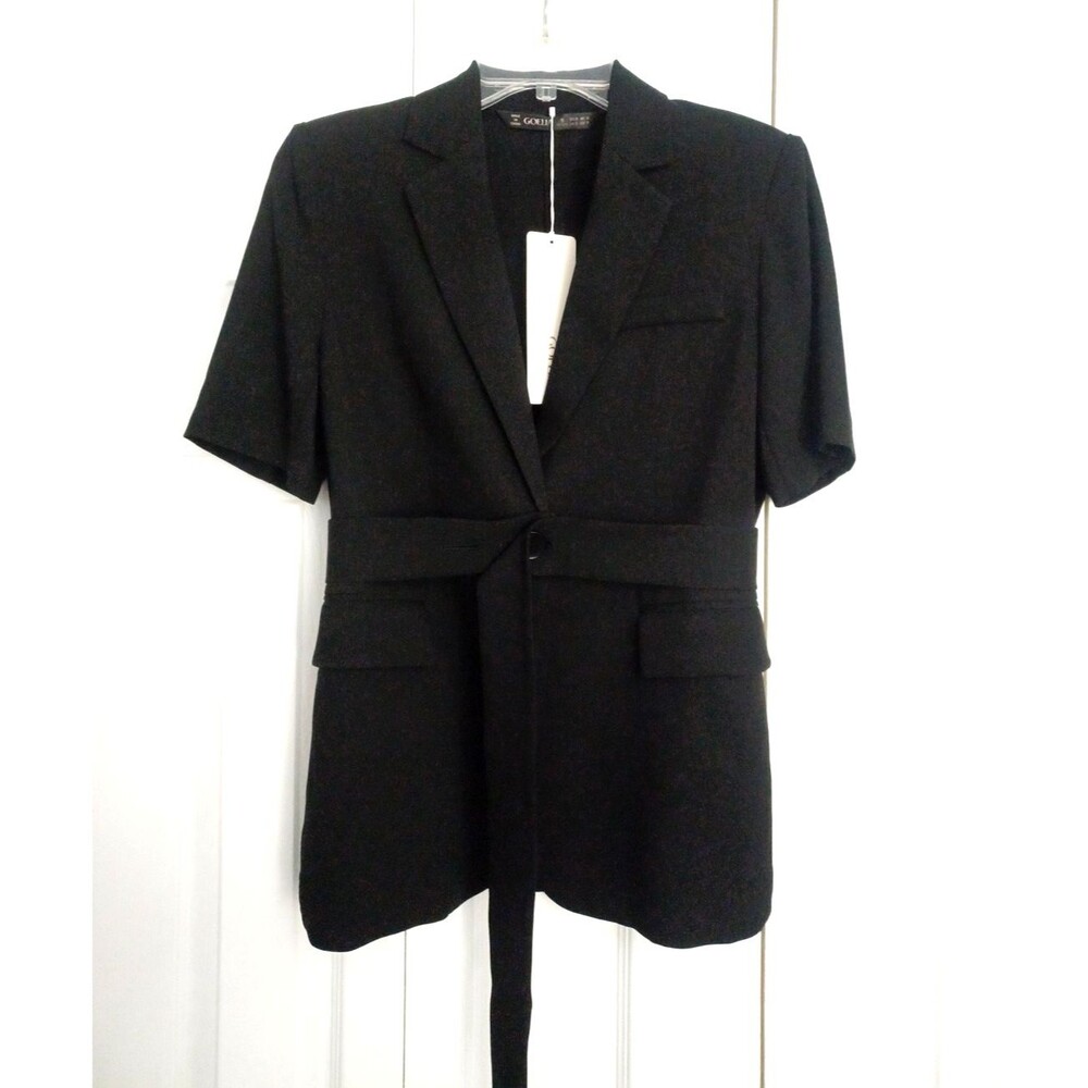 NWT Goelia blazer black Belted short sleeve size 4
